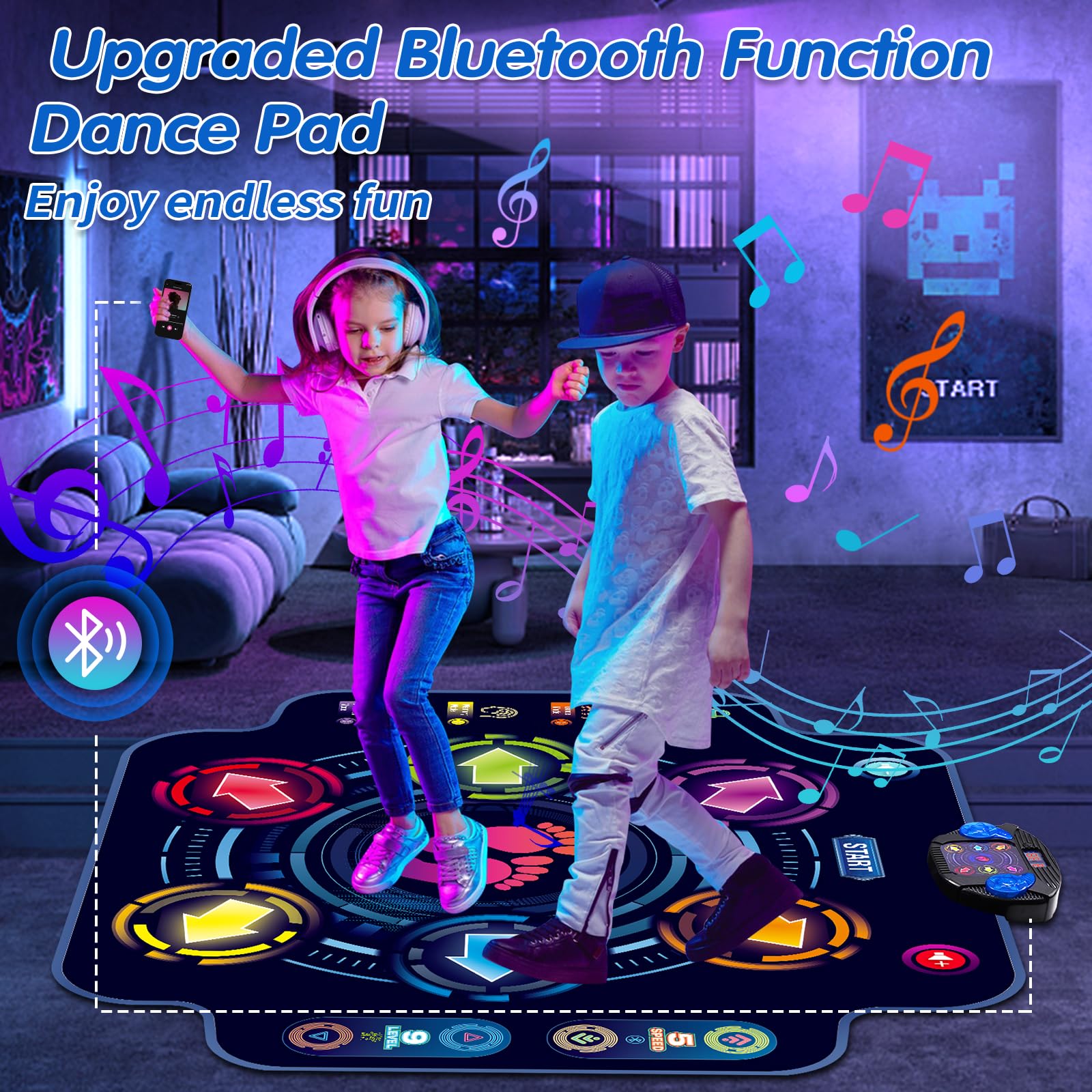 Maysida LED display dance pad guiding steps with blinking arrows.
