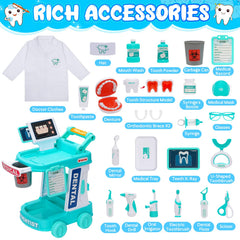 Maysida four-wheel trolley with non-slip grip adds stability during pretend checkups.