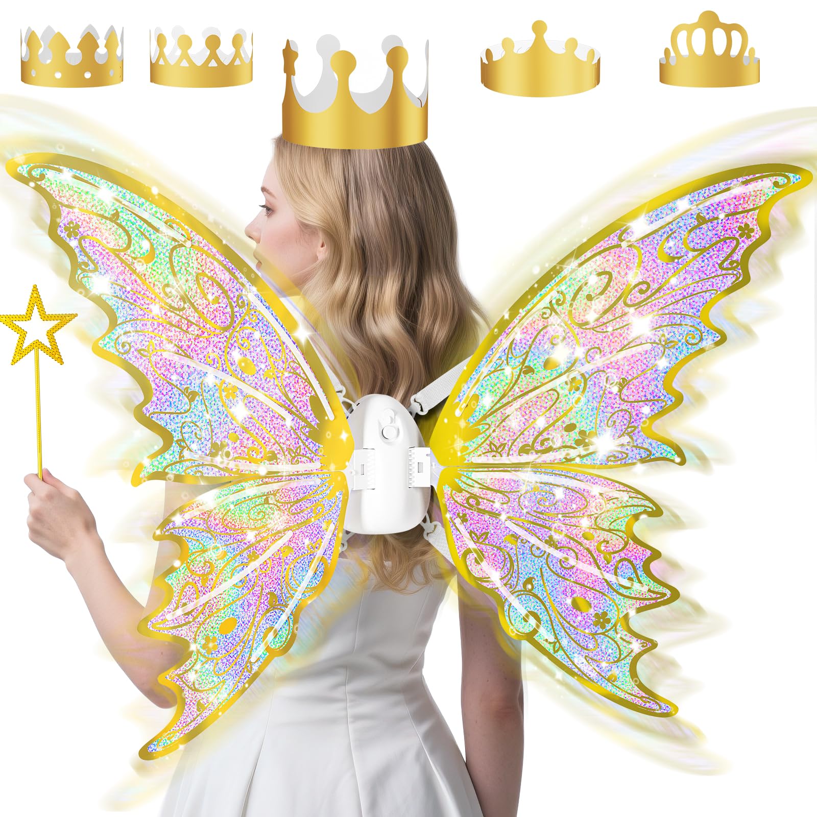 Maysida Gold Fairy Wings light-up for kids, adding magical playtime and photo moments.