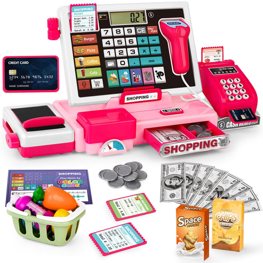 Maysida kids cash register toy with real calculator for early numeracy and pretend play.