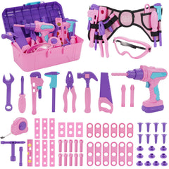 Maysida Kids Tool Set box opened showing 67 pieces for imaginative play