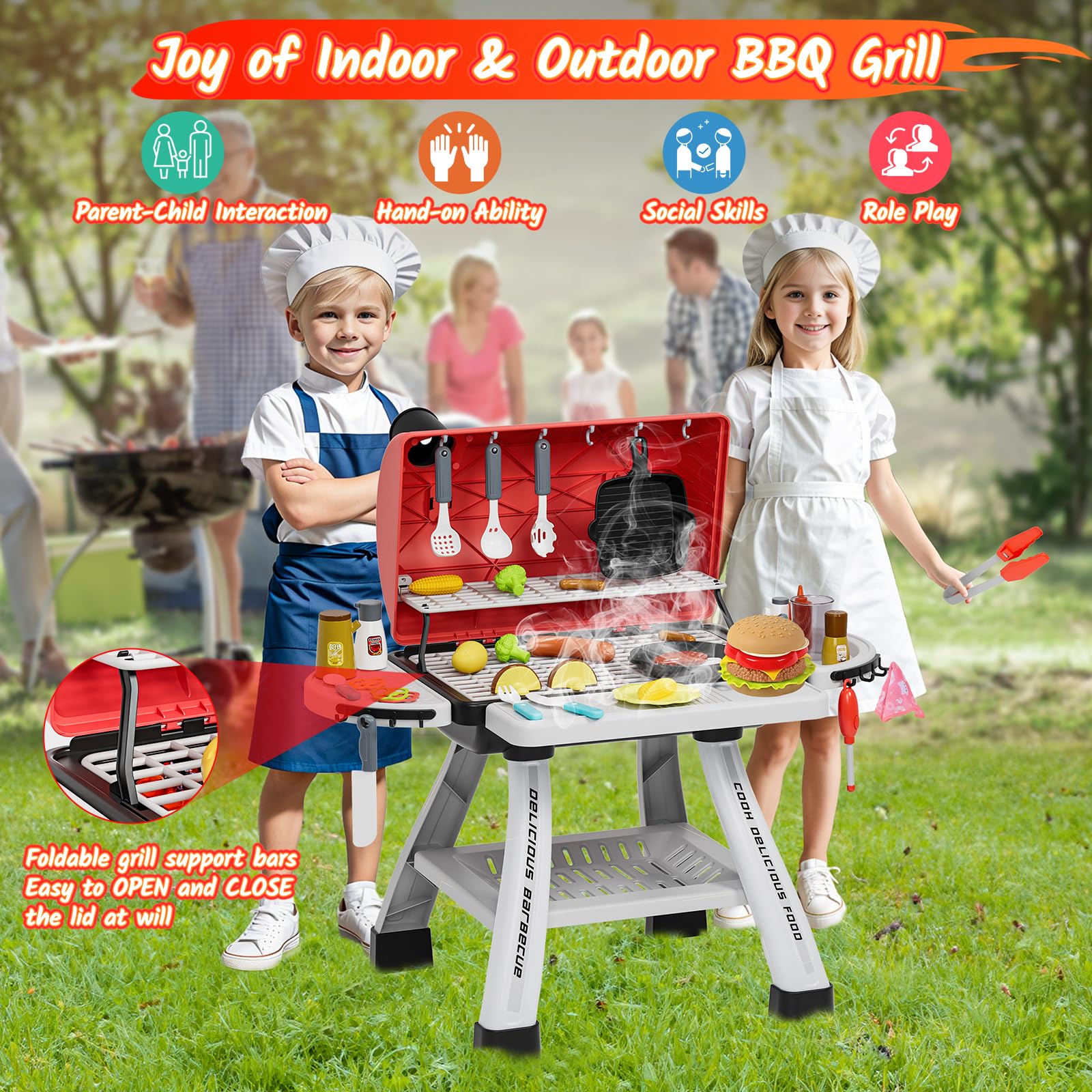 Maysida two-story kitchen playset enhances imaginative play.