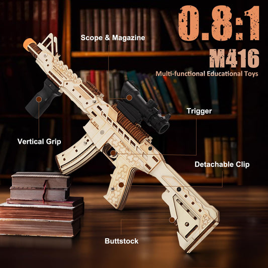 Maysida M416 puzzle showing rechargeable battery for longer, uninterrupted build sessions.