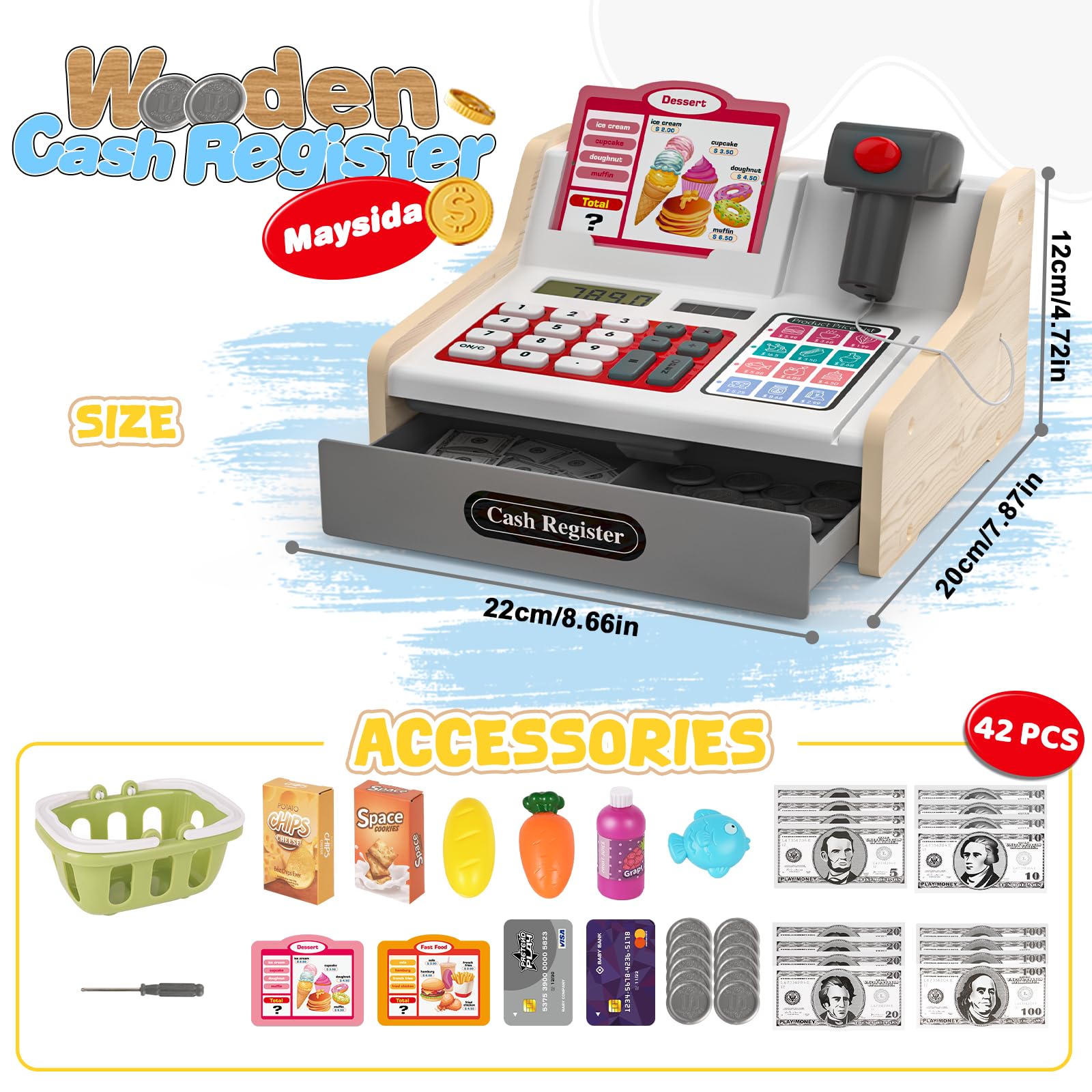 maysida menu and food boxes to expand shopping scenarios during play.