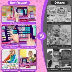 Maysida pink cash register accessories kit provides complete pretend store setup.