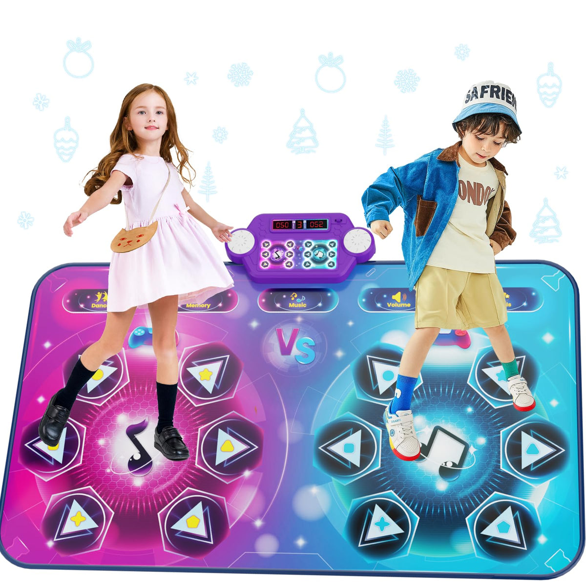 Maysida Rechargeable Dance Mat showing two players dancing for shared fun.