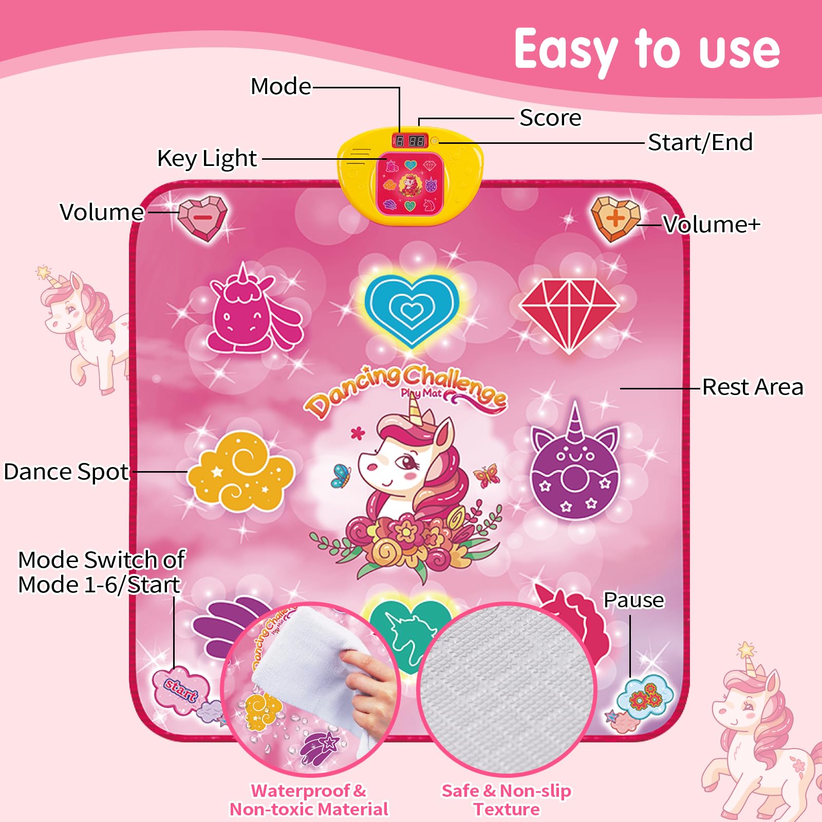 Maysida Unicorn Dance Mat foldable and portable for travel.