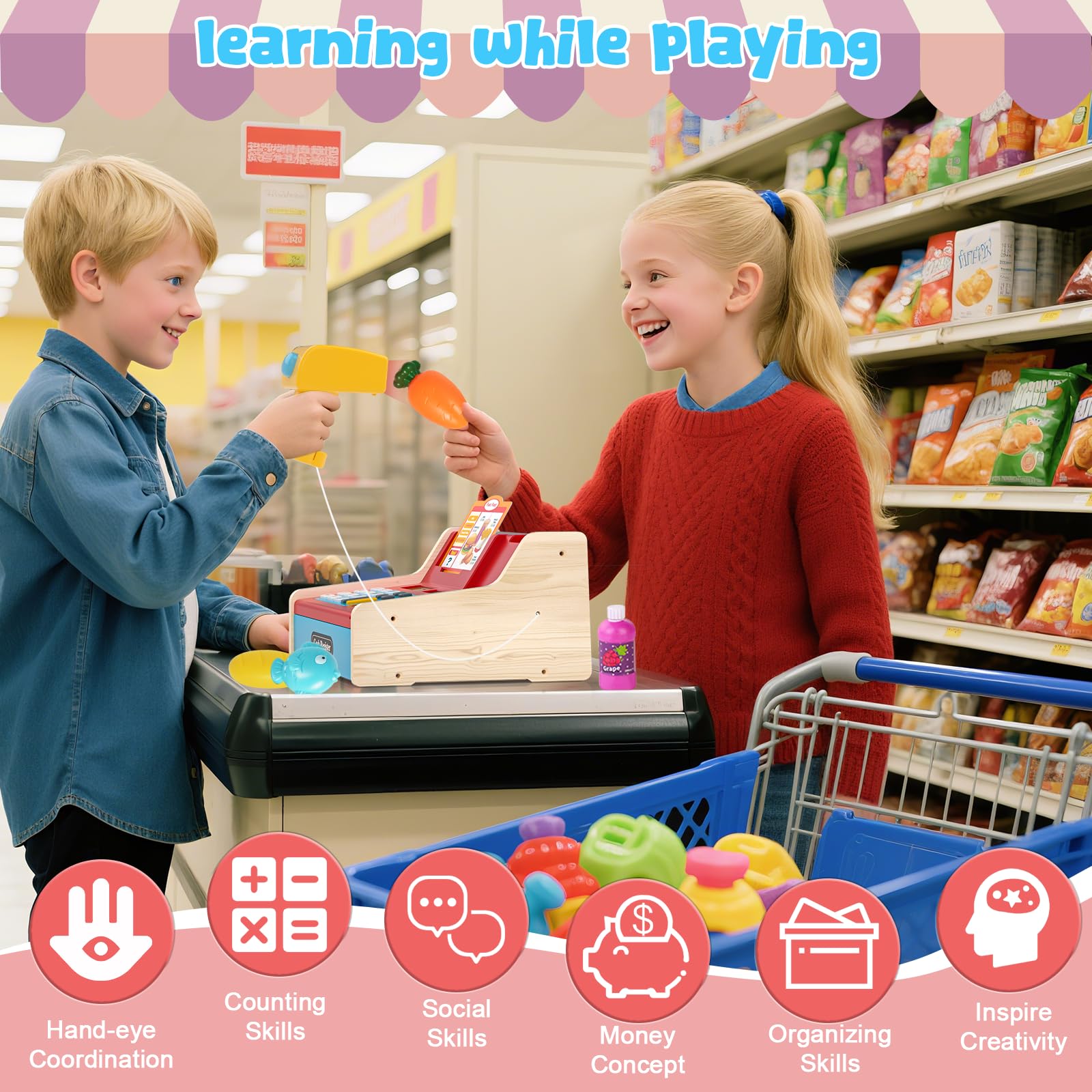 Maysida cash register drawer and colorful buttons encourage interactive math practice
