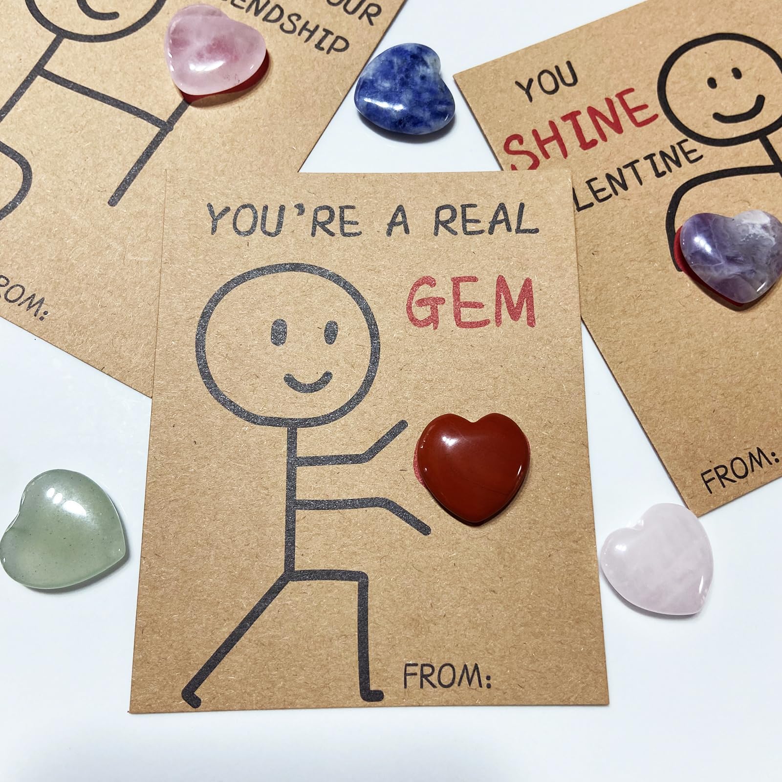 MBMFT safe natural crystal heart gems for kids