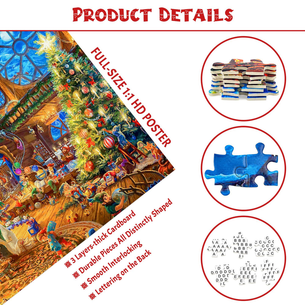 MBOQIU Christmas puzzle 1000pc, sturdy pieces fit smoothly for easy assembly.