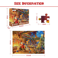 MBOQIU Santa's House 1000-piece puzzle, vibrant scene ideal for mindful focus.