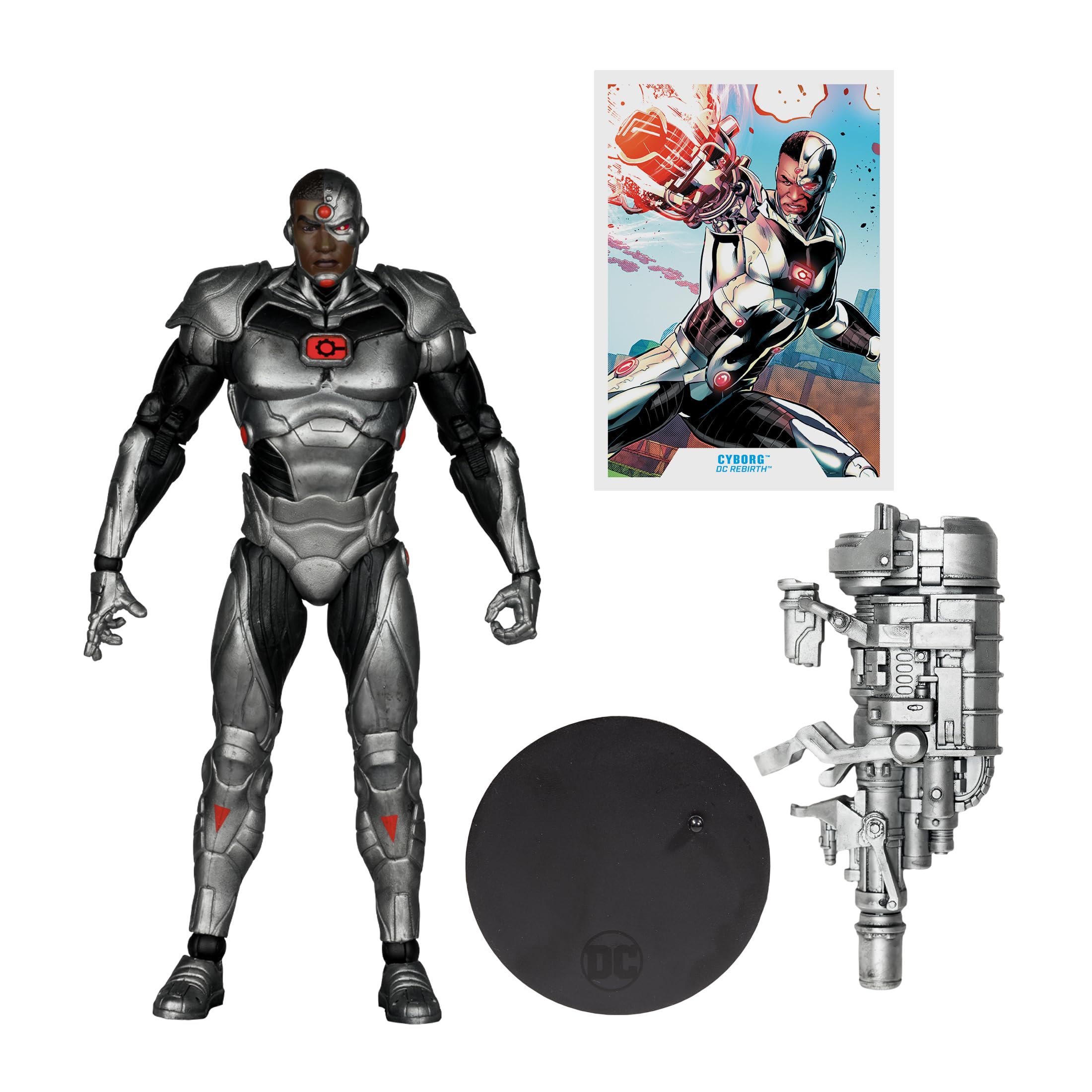 Cyborg arm cannon accessory enhances pose options for display by McFarlane Toys.