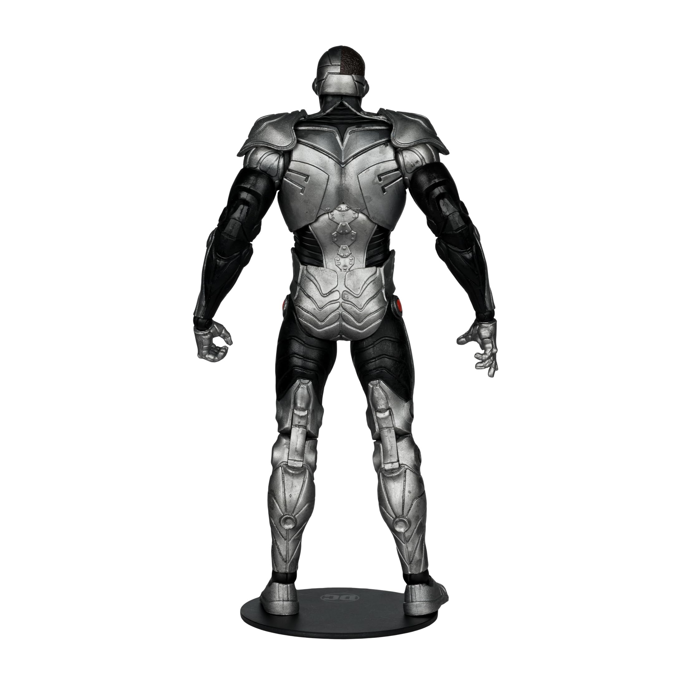 Art card front with character art for the Cyborg figure by McFarlane Toys.