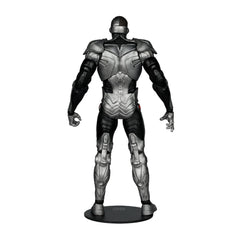 Art card front with character art for the Cyborg figure by McFarlane Toys.