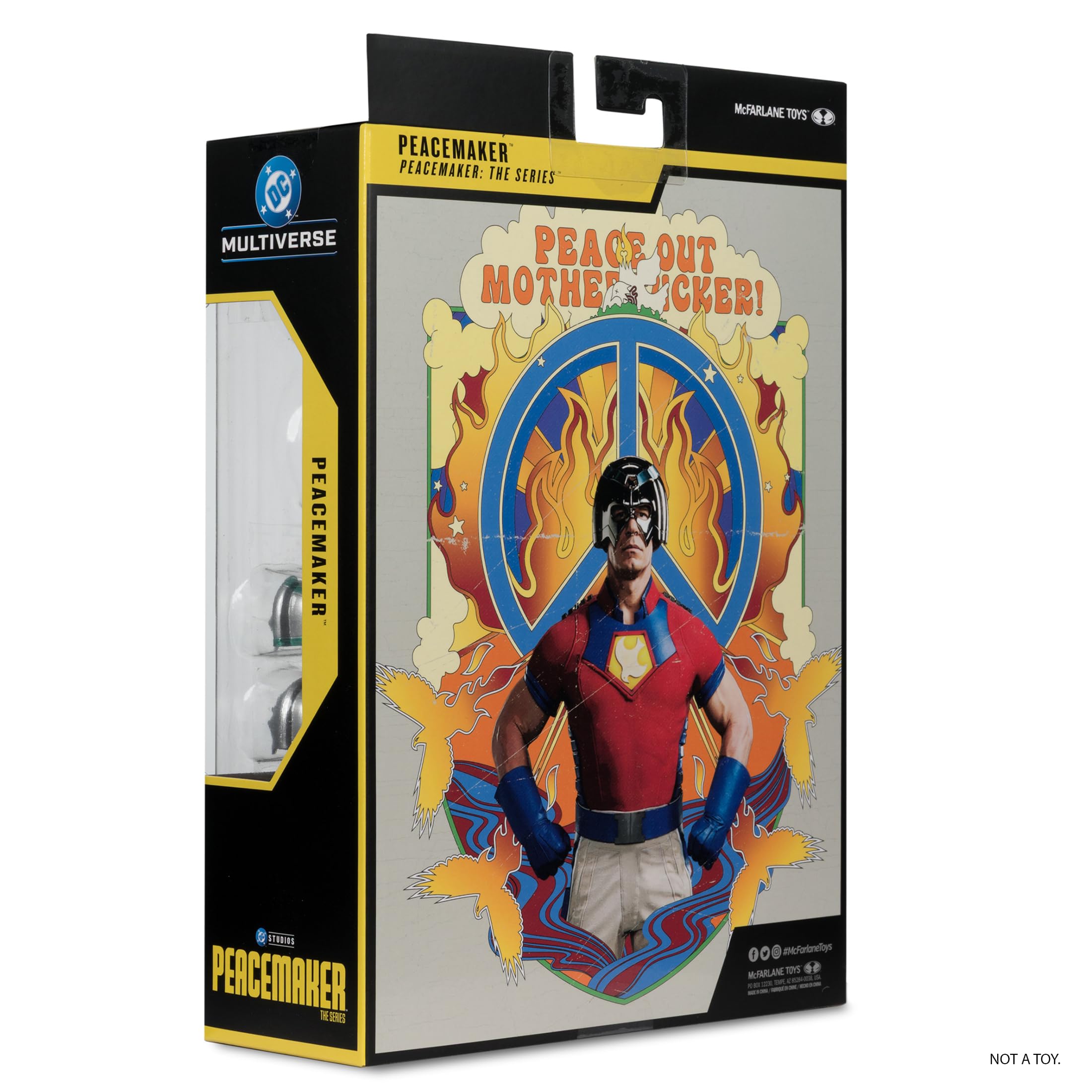 McFarlane Toys Peacemaker Deluxe Theatrical Edition packaging stands out on shelves.