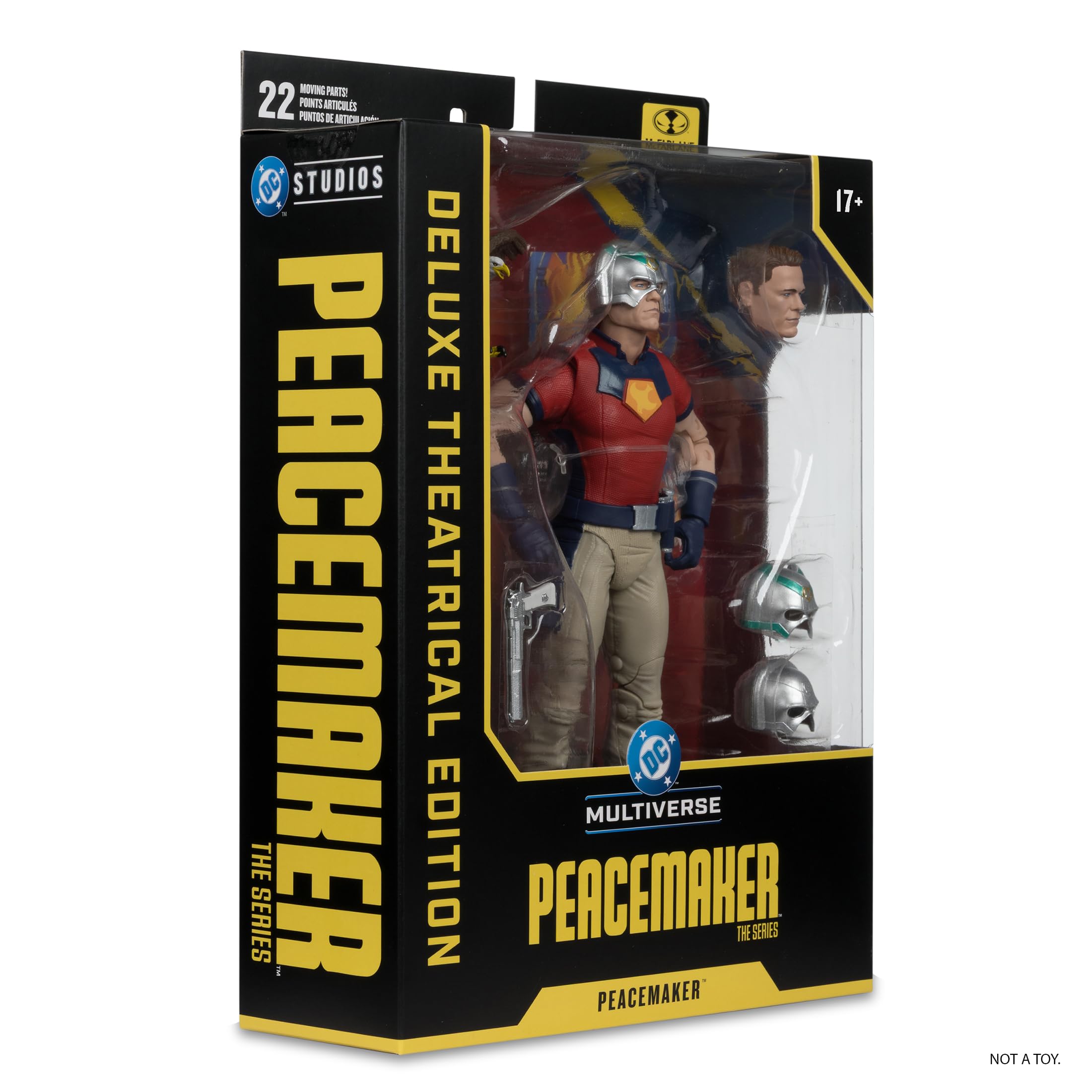 McFarlane Toys Peacemaker 22-point articulation enables dynamic poses.