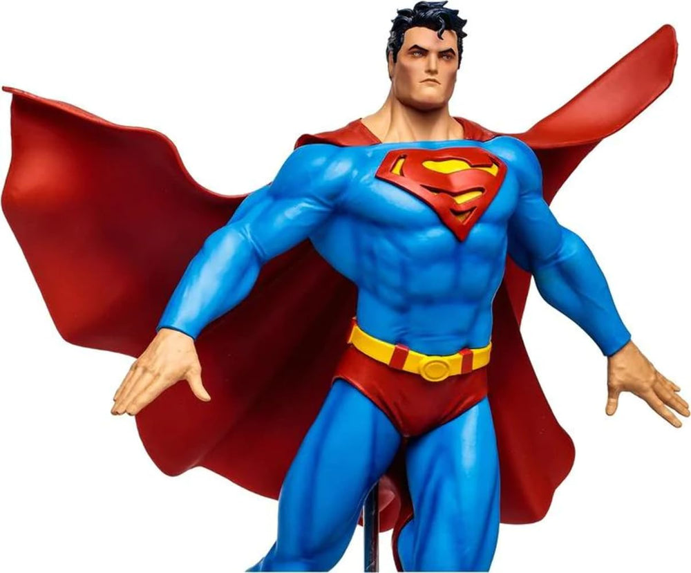 McFarlane Toys DC Multiverse Superman close-up highlighting cape texture and sculpt details.