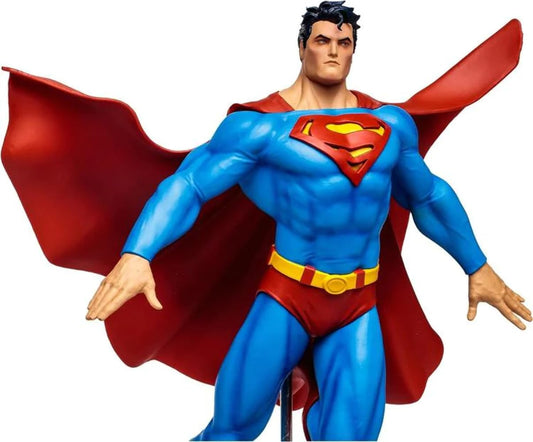 McFarlane Toys DC Multiverse Superman close-up highlighting cape texture and sculpt details.