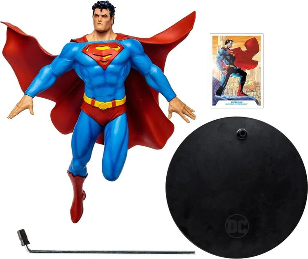 Close-up shows detailed textures and vibrant paint on the Superman suit.