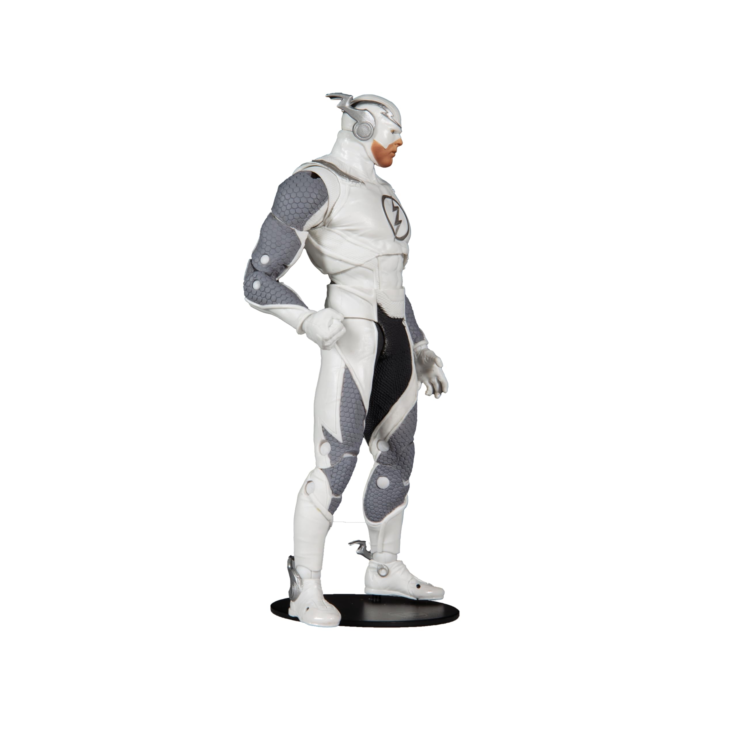 McFarlane Toys The Flash Hot Pursuit armor close-up shows metallic sheen and texture.