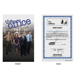 Dynamic Dwight Schrute pose suggests office energy and humor