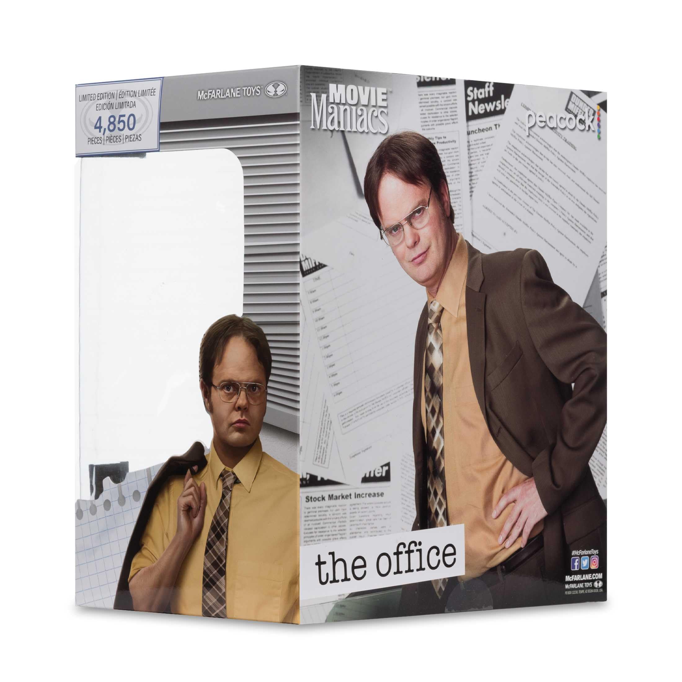 Close-up of Dwight Schrute costume detailing and facial sculpt
