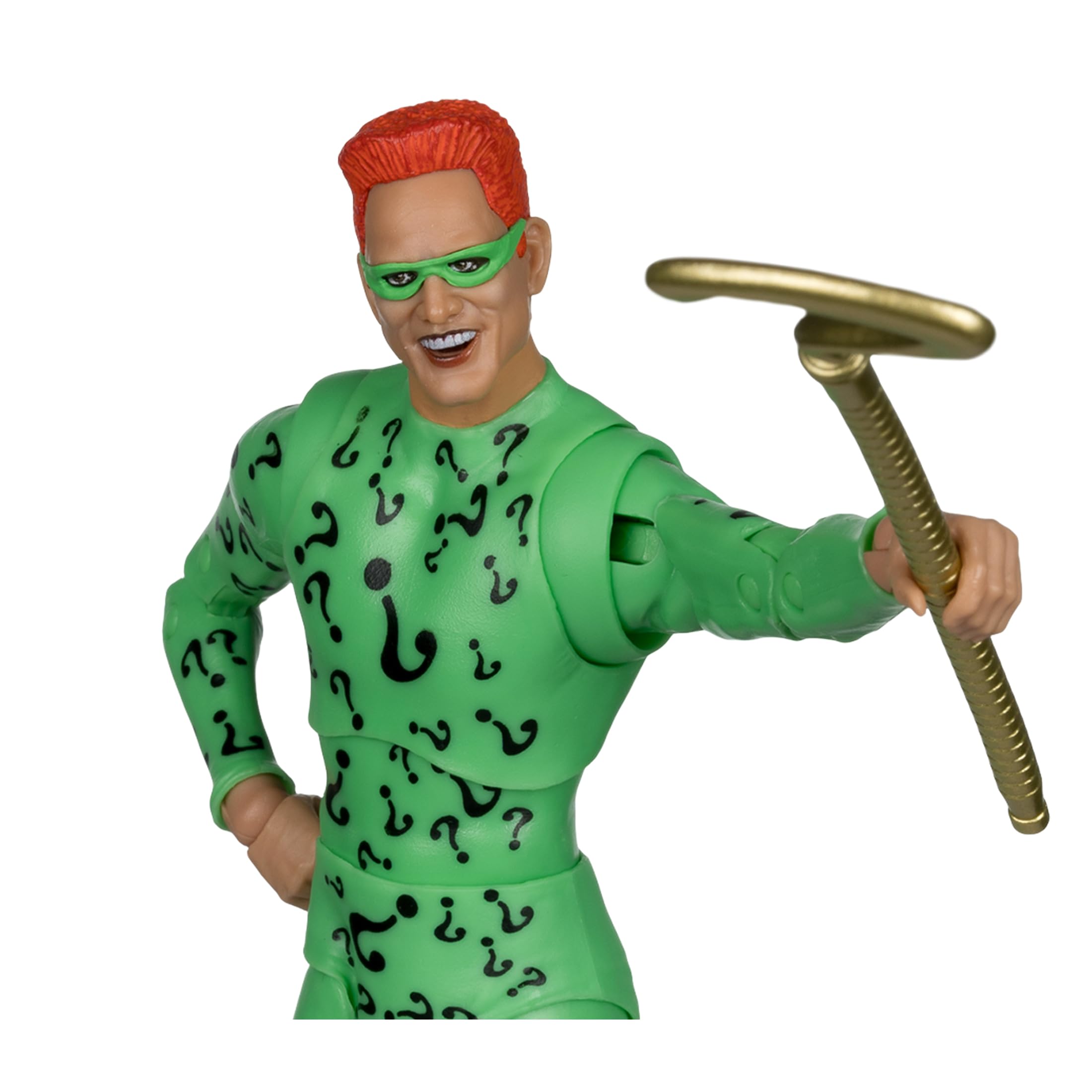 McFarlane DC Multiverse Riddler with cane adds authentic display options.