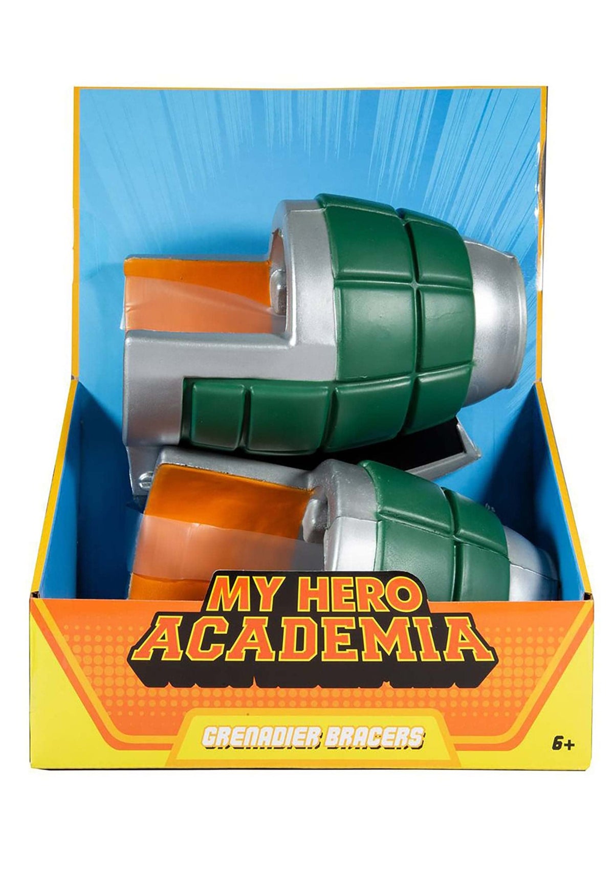 McFarlane Toys Bakugo Grenadier Bracers foam replicas for cosplay authenticity.
