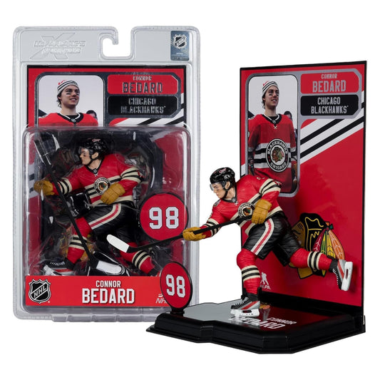 Connor Bedard figure side view by McFarlane, ideal for dynamic display.