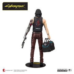 McFarlane Toys Johnny Silverhand with Malorian Gun accessory for display