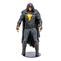 McFarlane Toys Black Adam 7-inch figure with cloak on display stand for dynamic posing