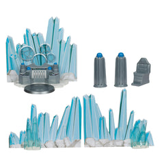 McFarlane Toys DC Direct Kryptonian chair serves as a focal piece for figures.