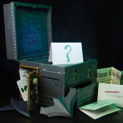 Open view of the Riddler Puzzle Box opened for immersive unboxing.