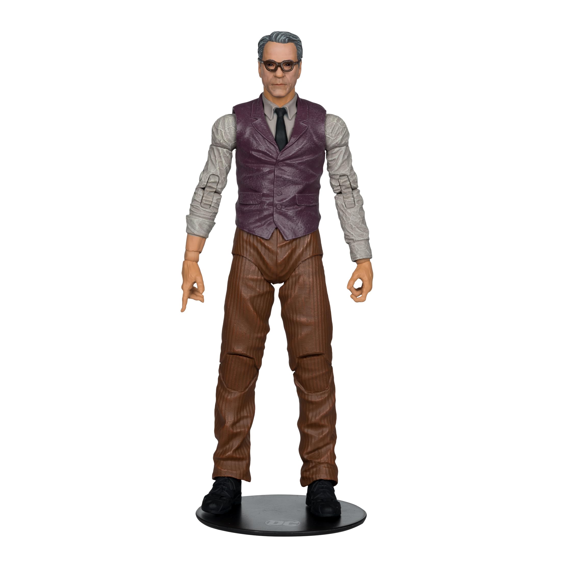 McFarlane Toys Alfred Pennyworth figure with fabric apron for authentic scene details.