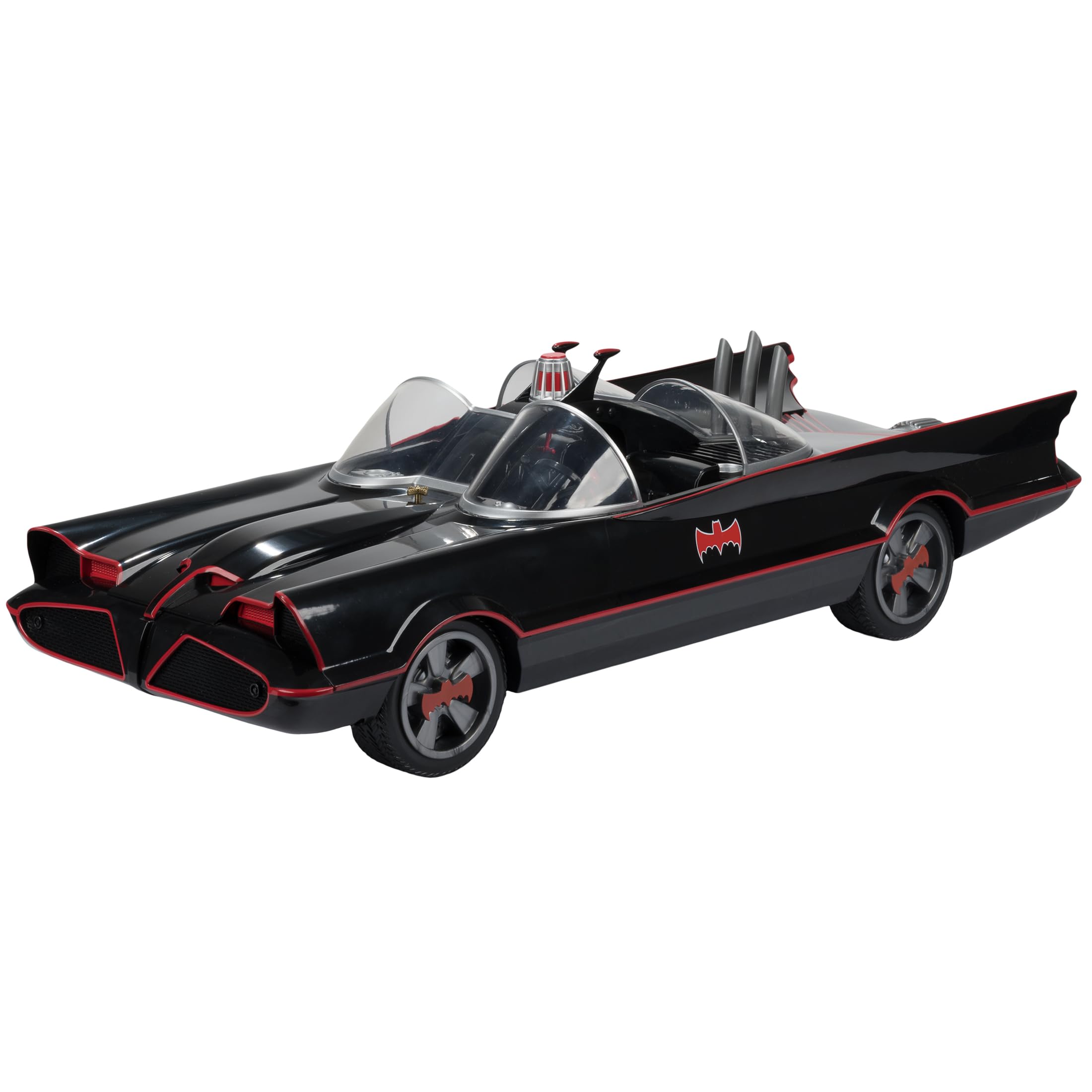 McFarlane Toys DC Multiverse Batmobile with rolling wheels for dynamic display.