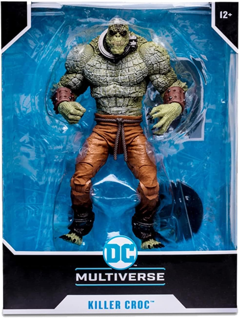 McFarlane Toys Killer Croc packaging box showcases Arkham look.