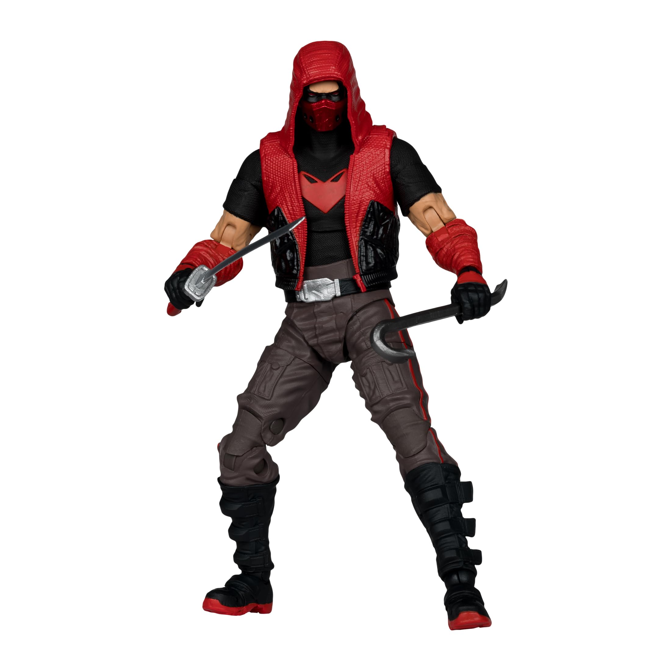 McFarlane Toys Red Hood 7in figure front view for dynamic display.