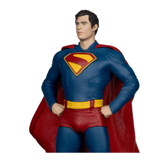 McFarlane DC Superman statue, cape detail, enhances dramatic shelf presence