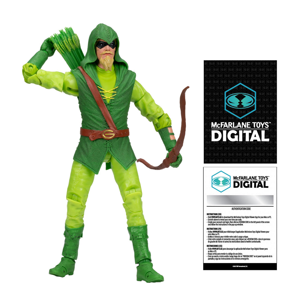 McFarlane Toys Green Arrow longbow hunter figure shown for display and posing