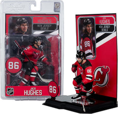 McFarlane Toys Jack Hughes 7-inch figure front view for dynamic display.
