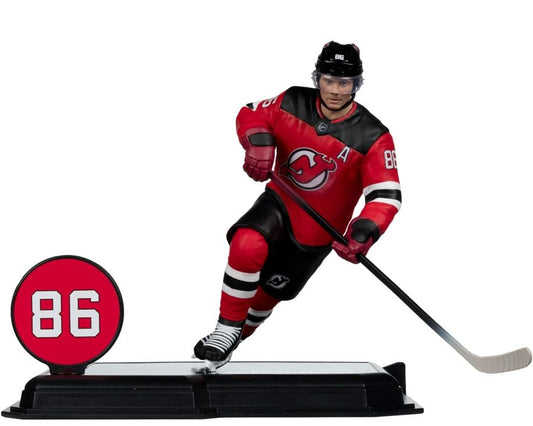 McFarlane Toys Jack Hughes 7-inch figure side view for shelf arrangements.