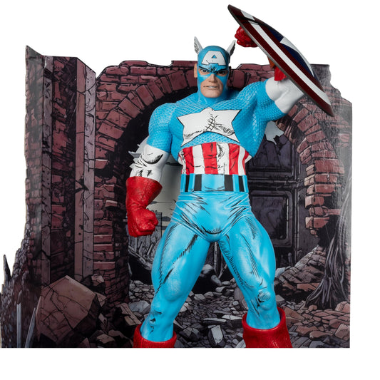 McFarlane Toys Captain America one-sixth-scale figure on environmental base for dynamic display.