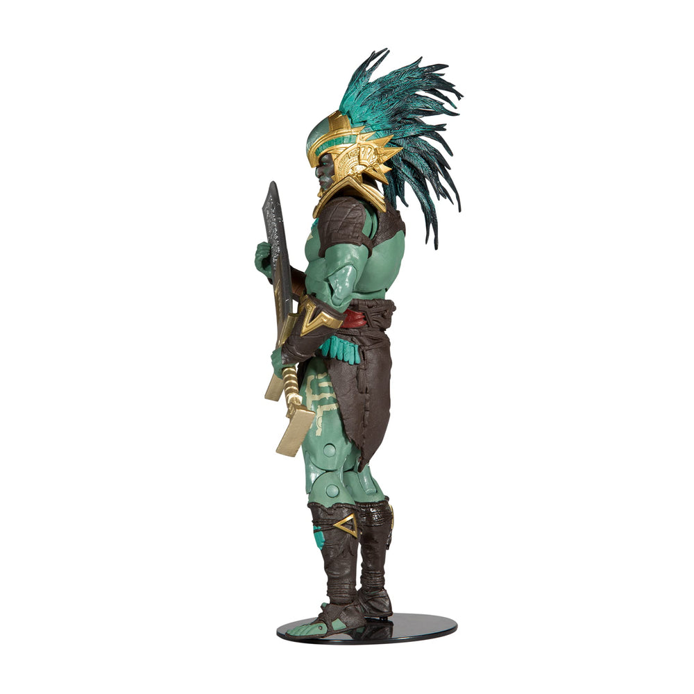 McFarlane Toys Kotal Kahn figure side view highlights premium articulation for poses.