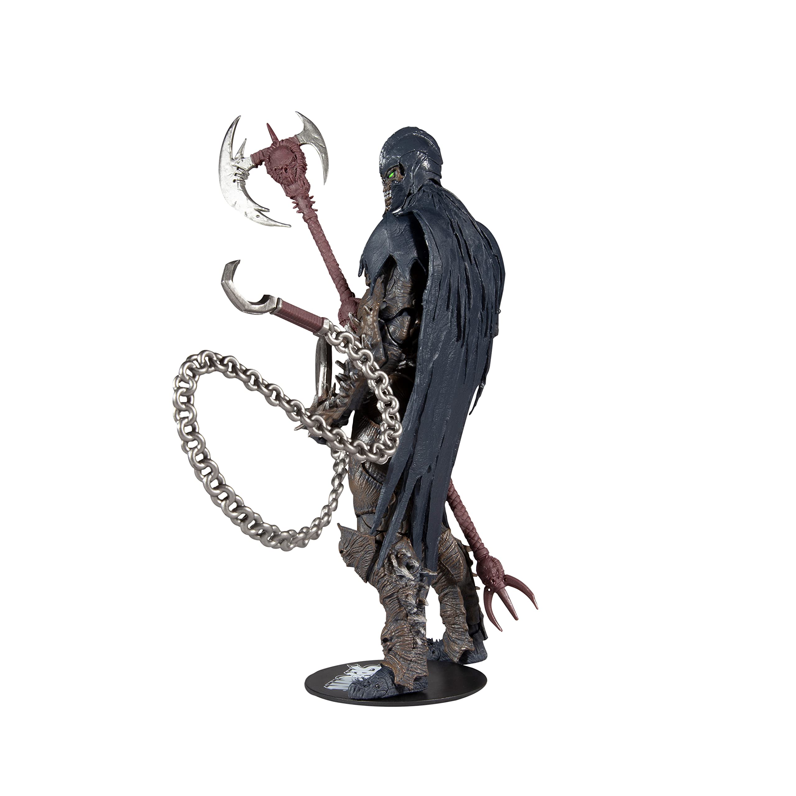 McFarlane Toys Raven Spawn 7-inch figure detailed textures for realism in displays.