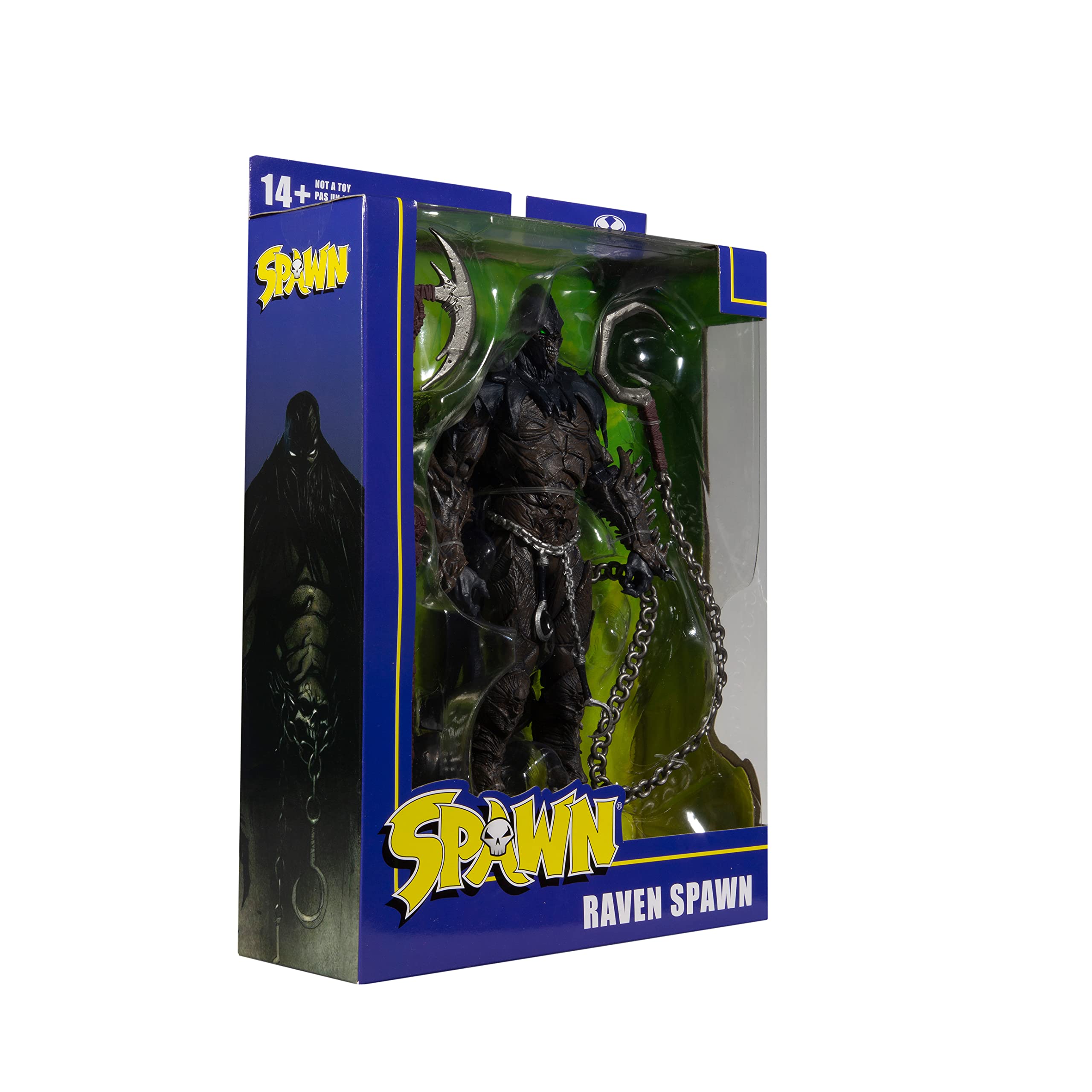 McFarlane Toys Raven Spawn 7-inch figure Hellspawn suit design for display drama.