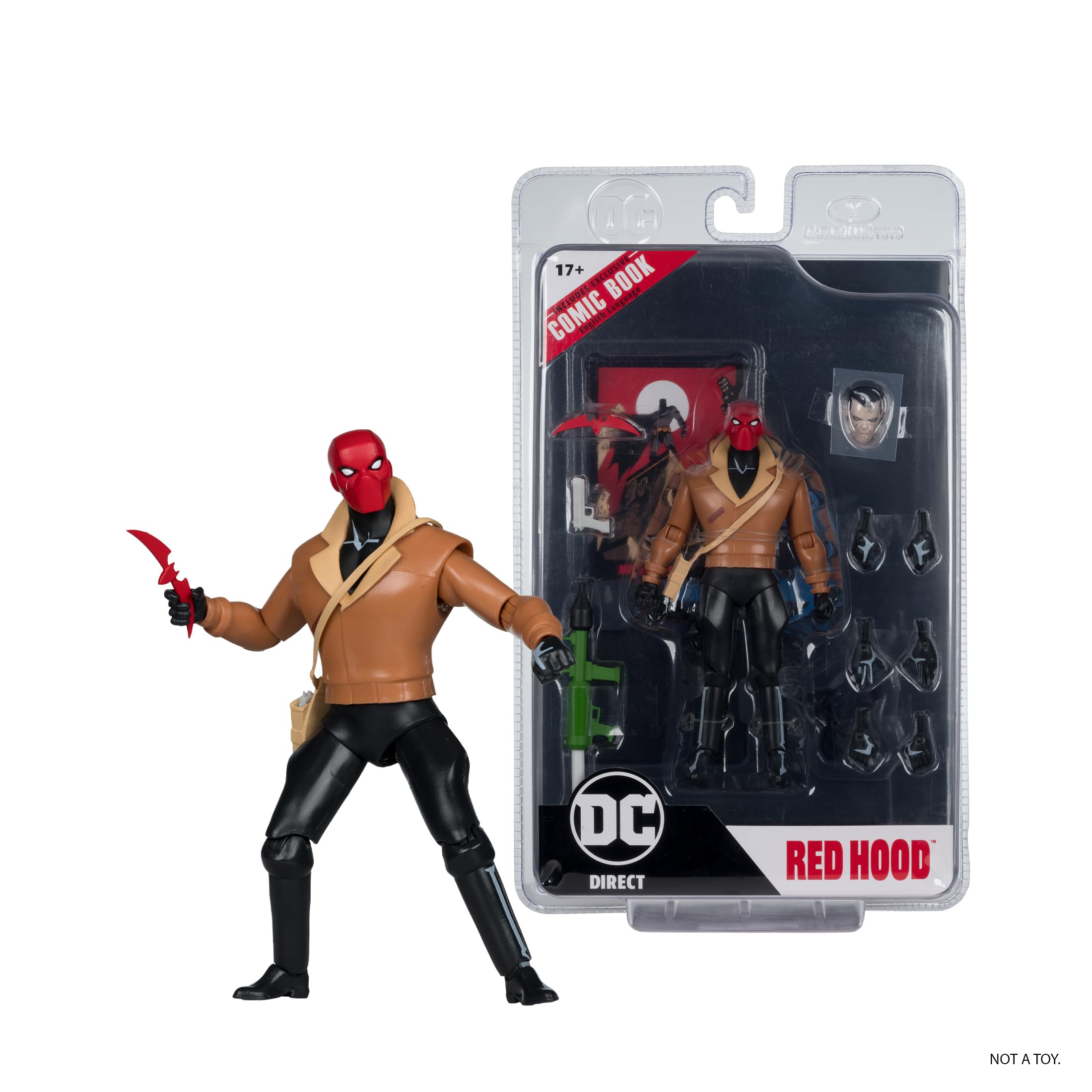 McFarlane Toys Red Hood 6in figure includes English reprint comic.