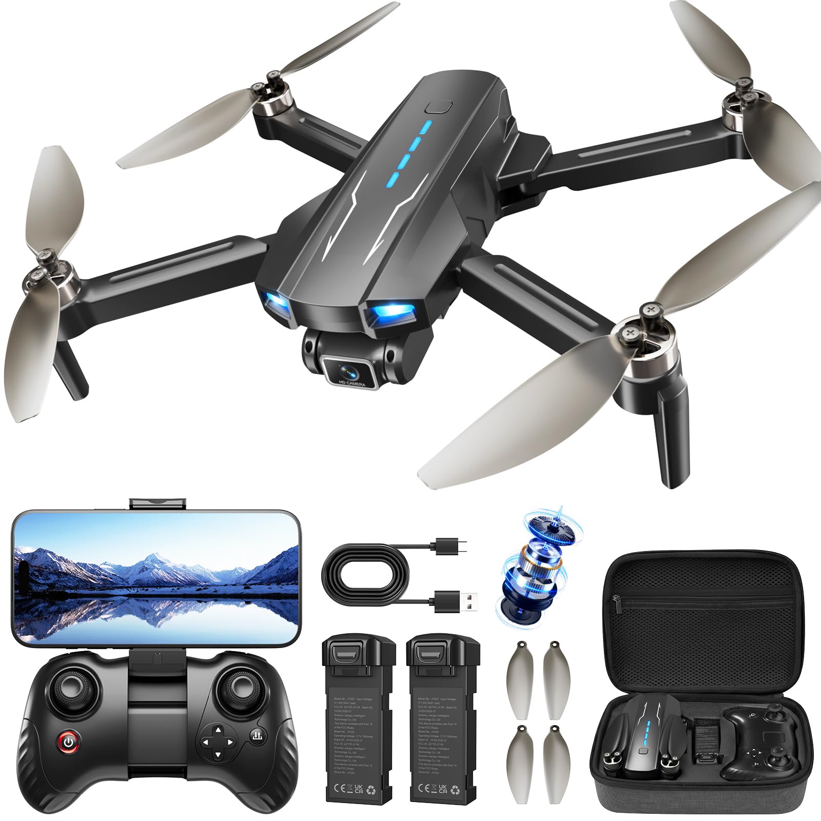 MCJDHJJ drone with 1080p camera for real-time FPV footage