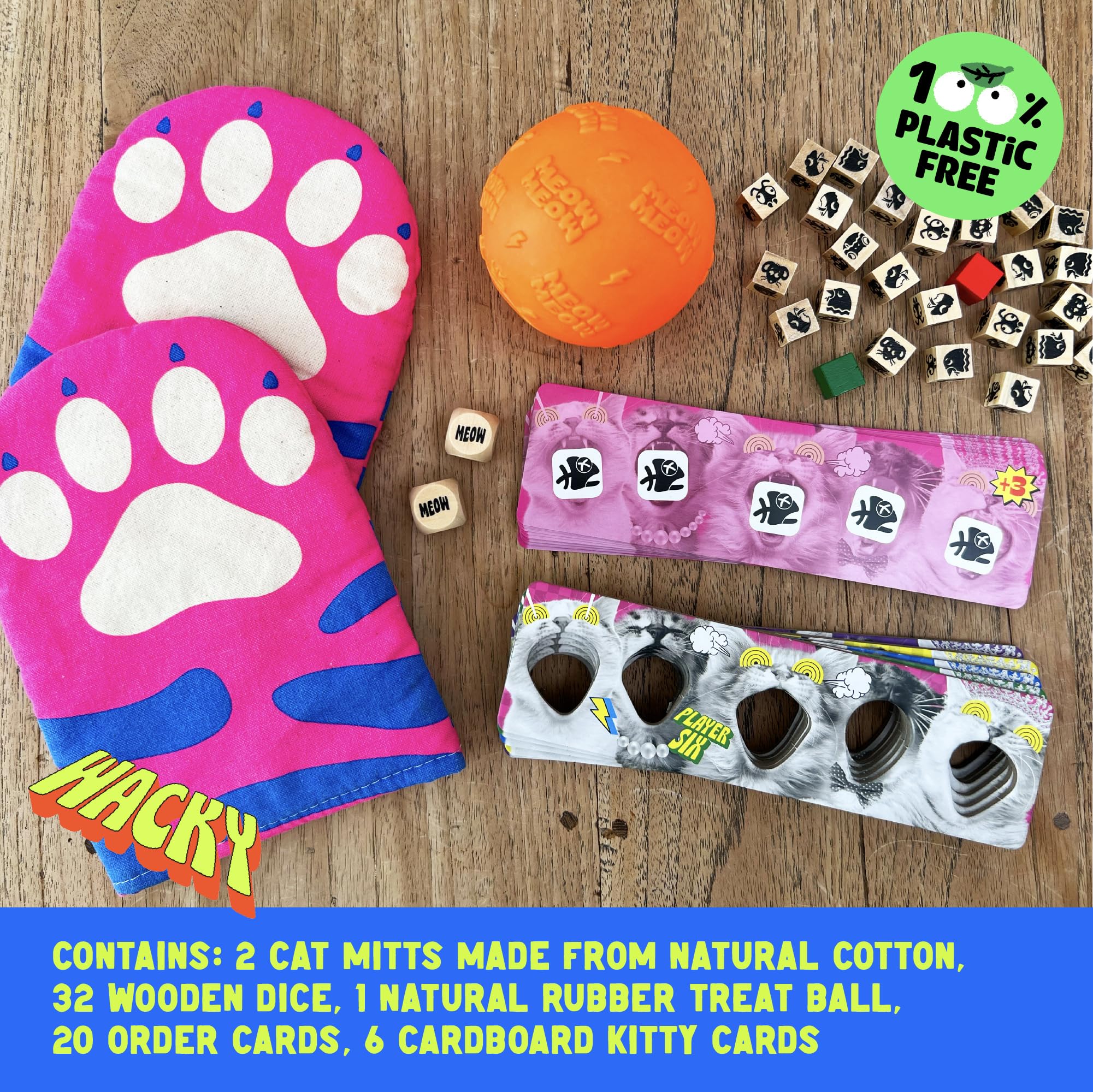 MCMILLER ENTERTAINMENT Cat Mitt Game treat ball action at a lively gathering