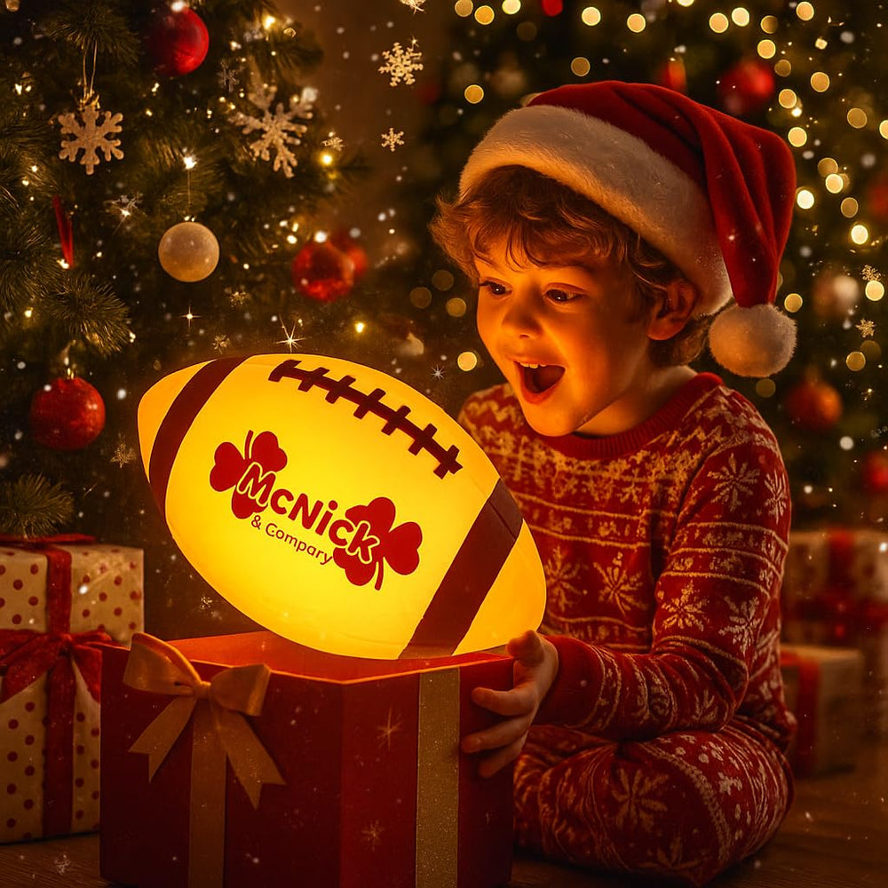 MCNICK & COMPANY Glow Football bright glow lasts up to 30 hours.