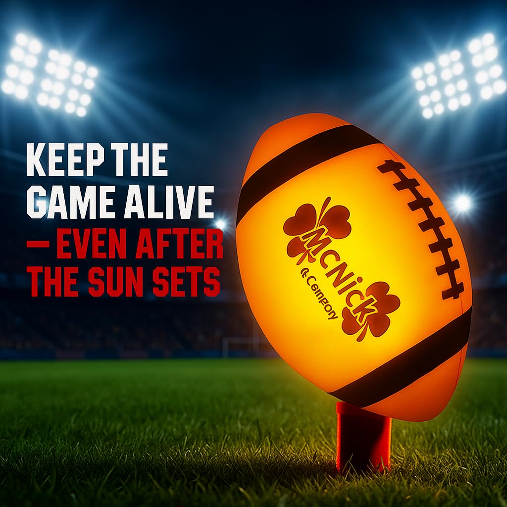 MCNICK & COMPANY Glow Football suits players of all ages for casual play.